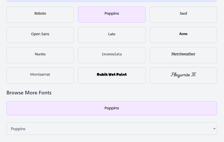 Variety of Fonts